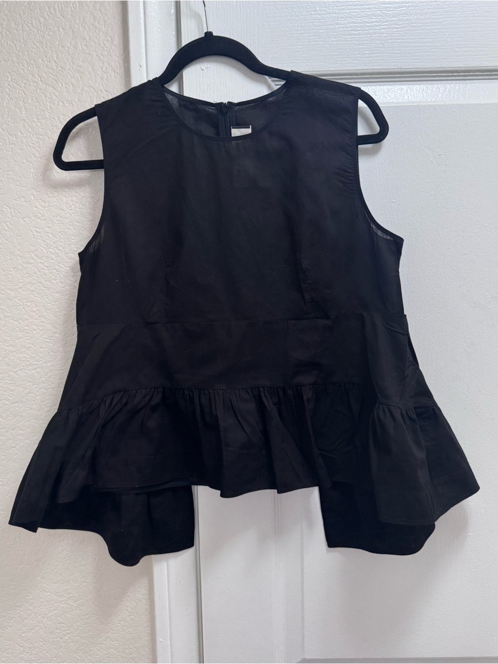 Marni Black Sleeveless Peplum Ruffle Tank